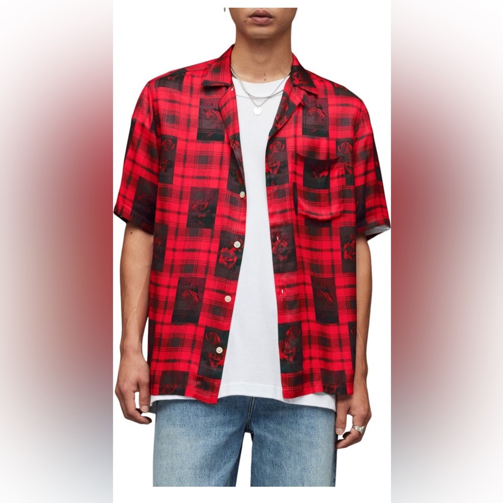 AllSaints Fritillaria SS Button Up‎ Shirt - NWT - XXL